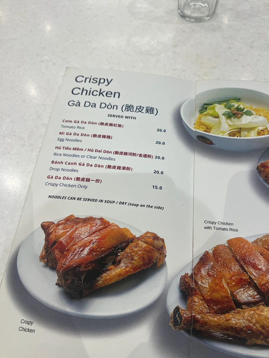 Menu, Tan Viet Noodle House