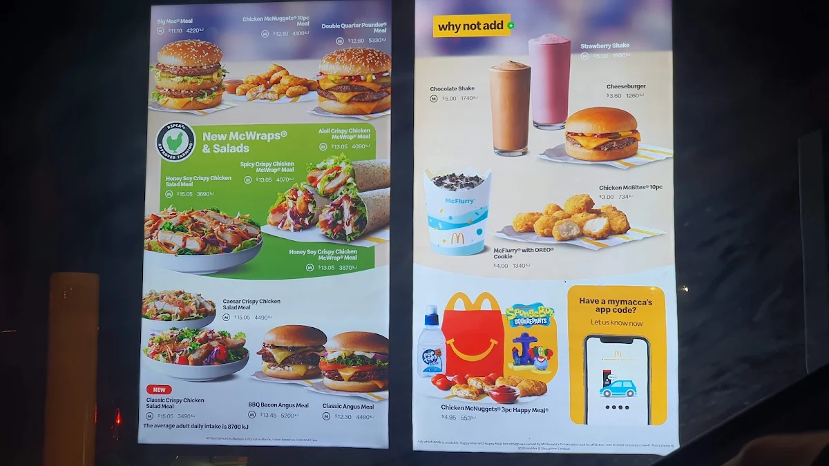 Menu, McDonald's Melton East