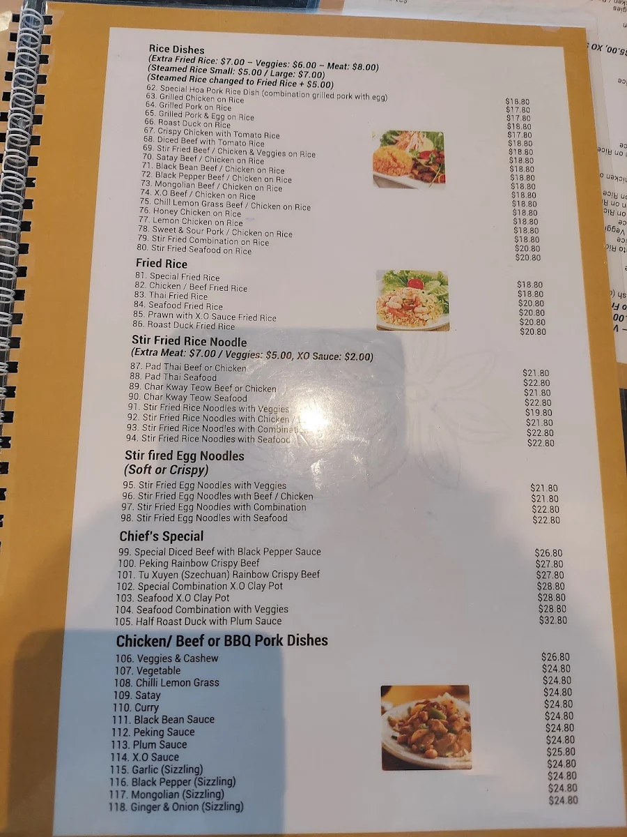 Menu, Pho Hoa Melton