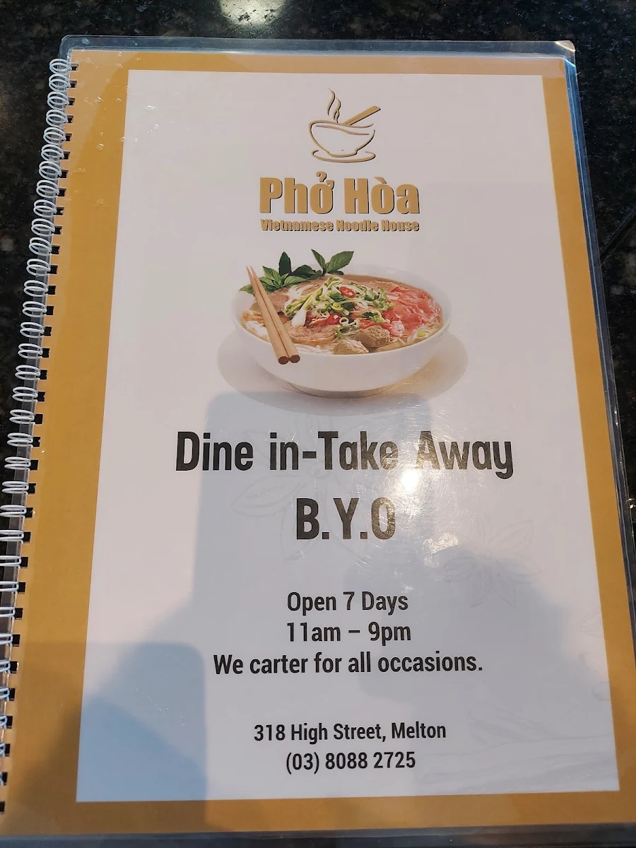Menu, Pho Hoa Melton