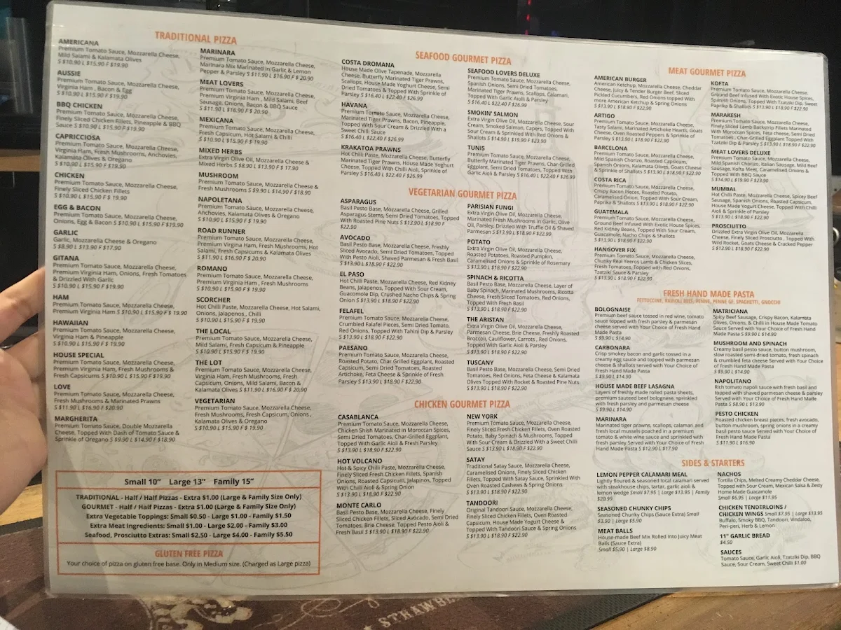 Menu, Xpress Gourmet Pizza & Pasta