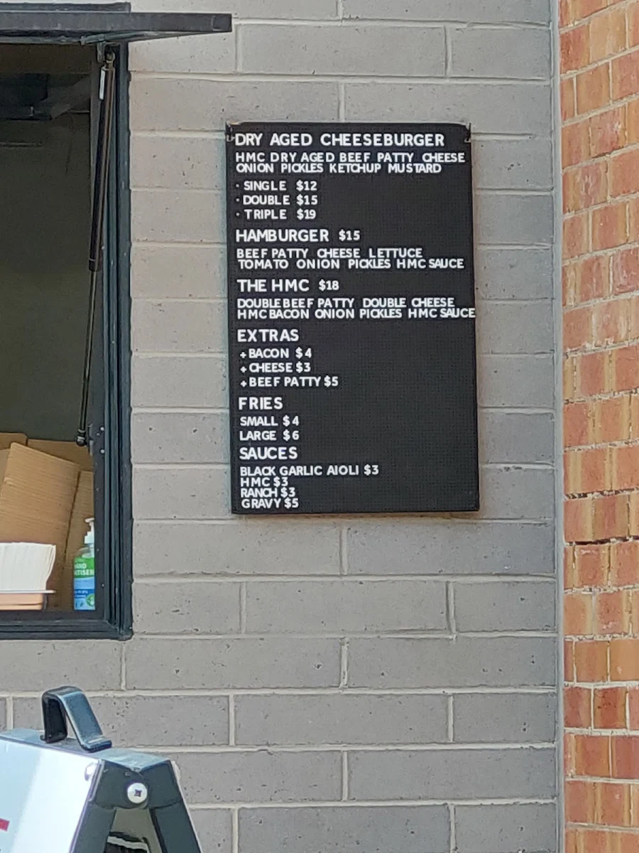 Menu, Burgers by HMC