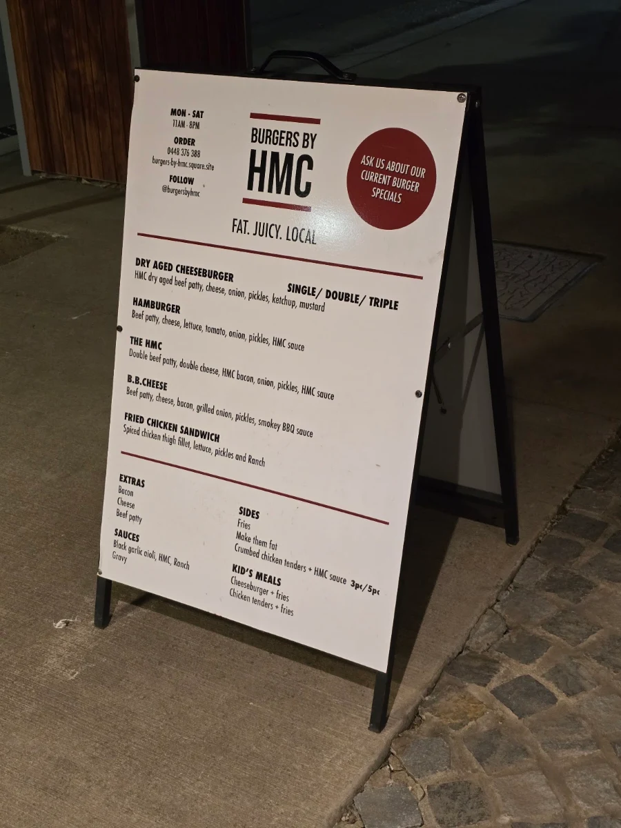 Menu, Burgers by HMC