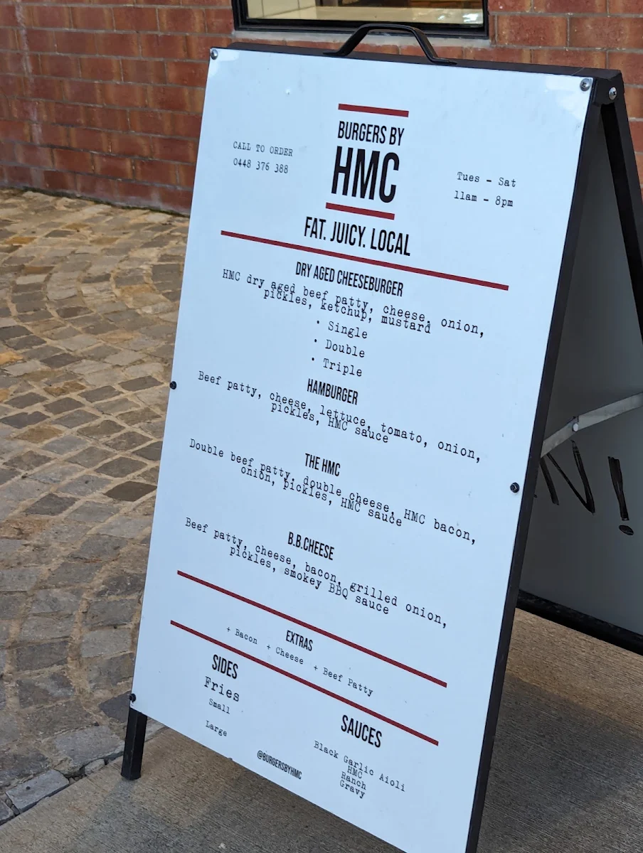 Menu, Burgers by HMC