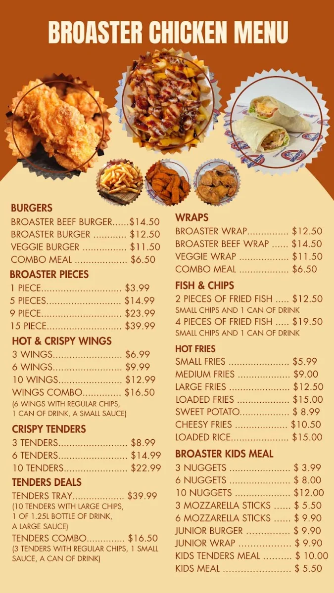 Menu, Broaster chicken Kellyville