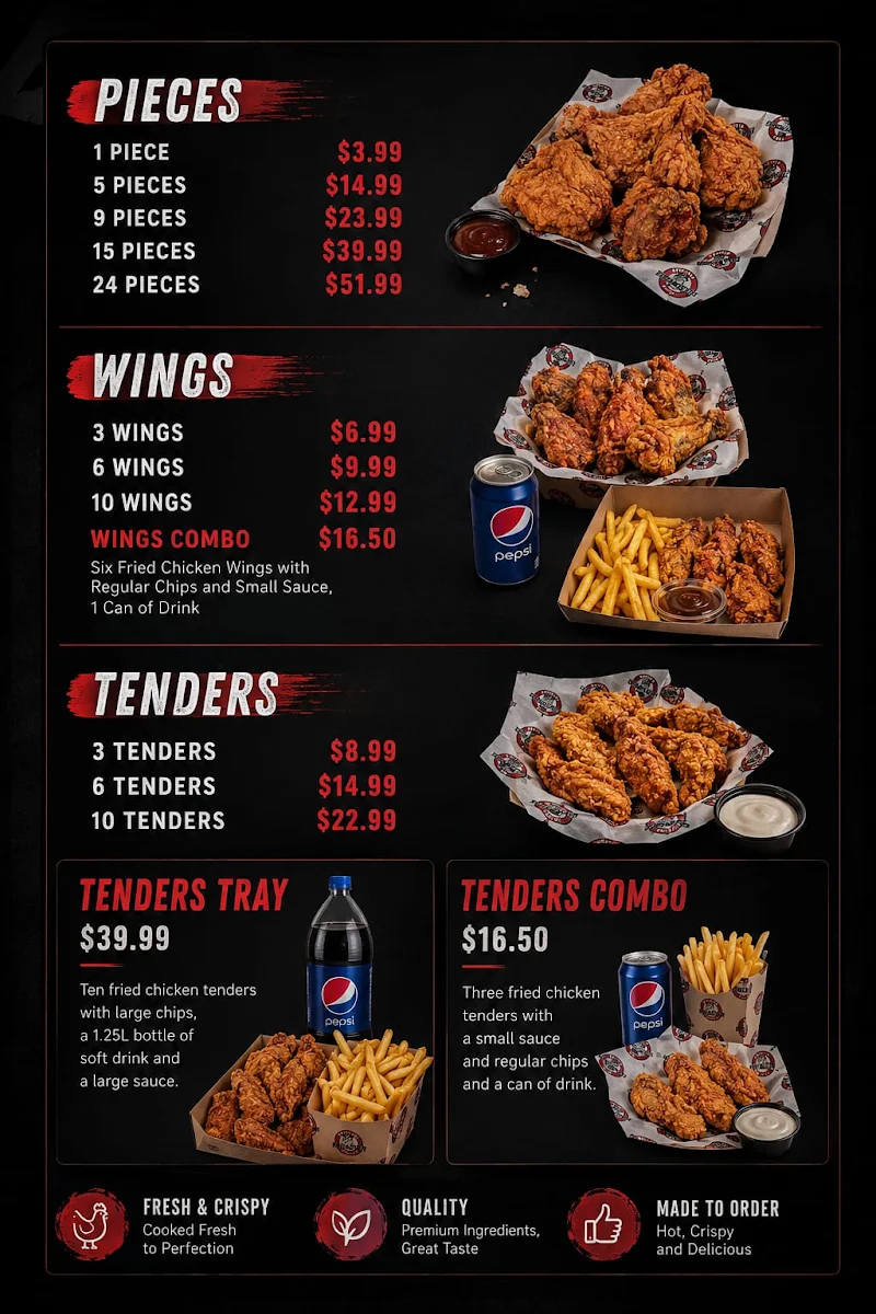Menu, Broaster chicken Kellyville