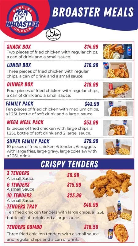 Menu, Broaster chicken Kellyville