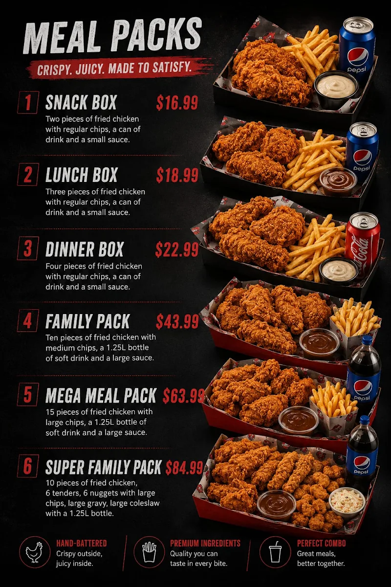 Menu, Broaster chicken Kellyville