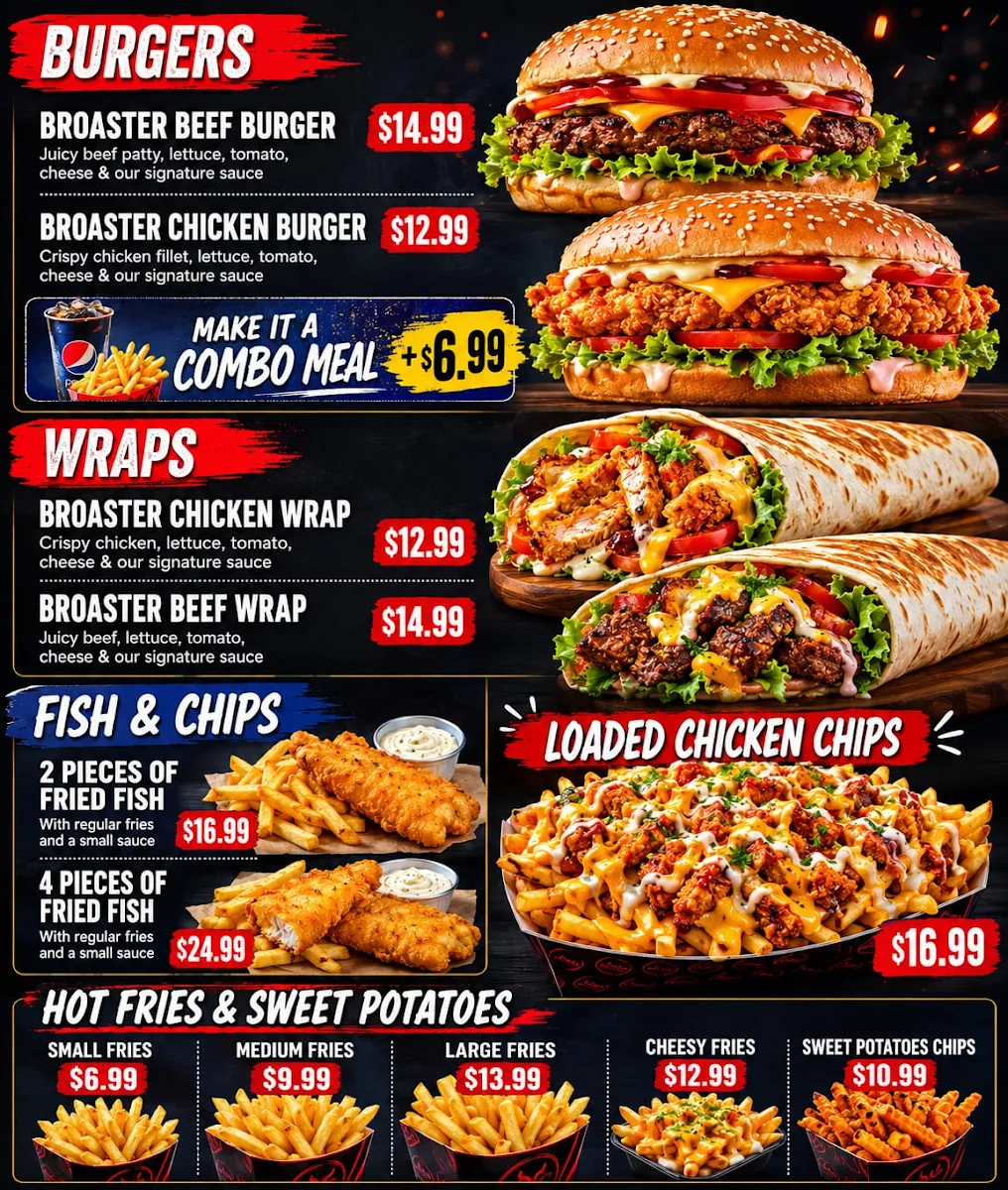 Menu, Broaster chicken Kellyville