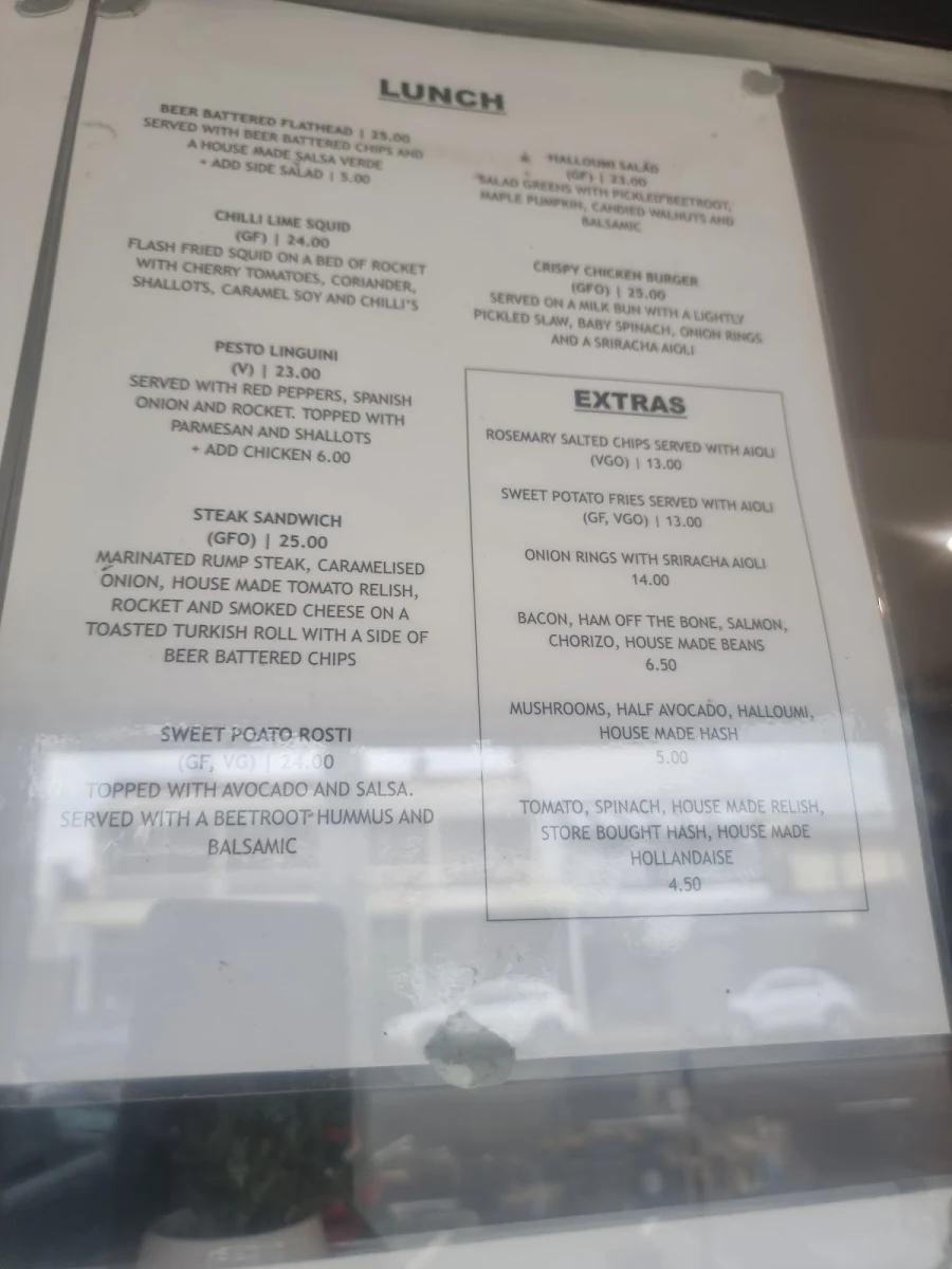 Menu, Common Grounds Morpeth