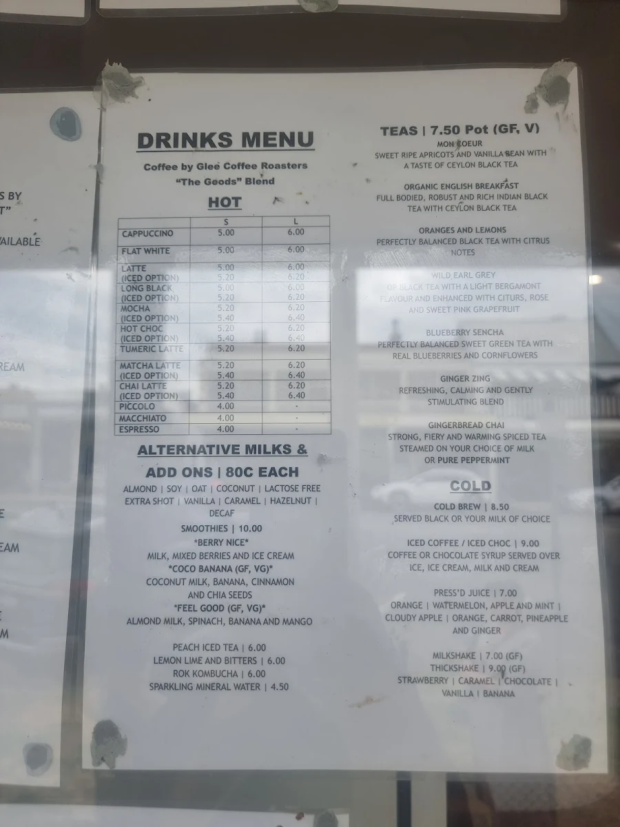 Menu, Common Grounds Morpeth
