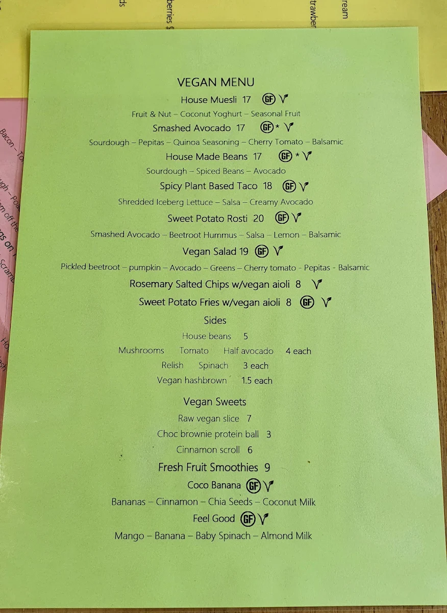 Menu, Common Grounds Morpeth
