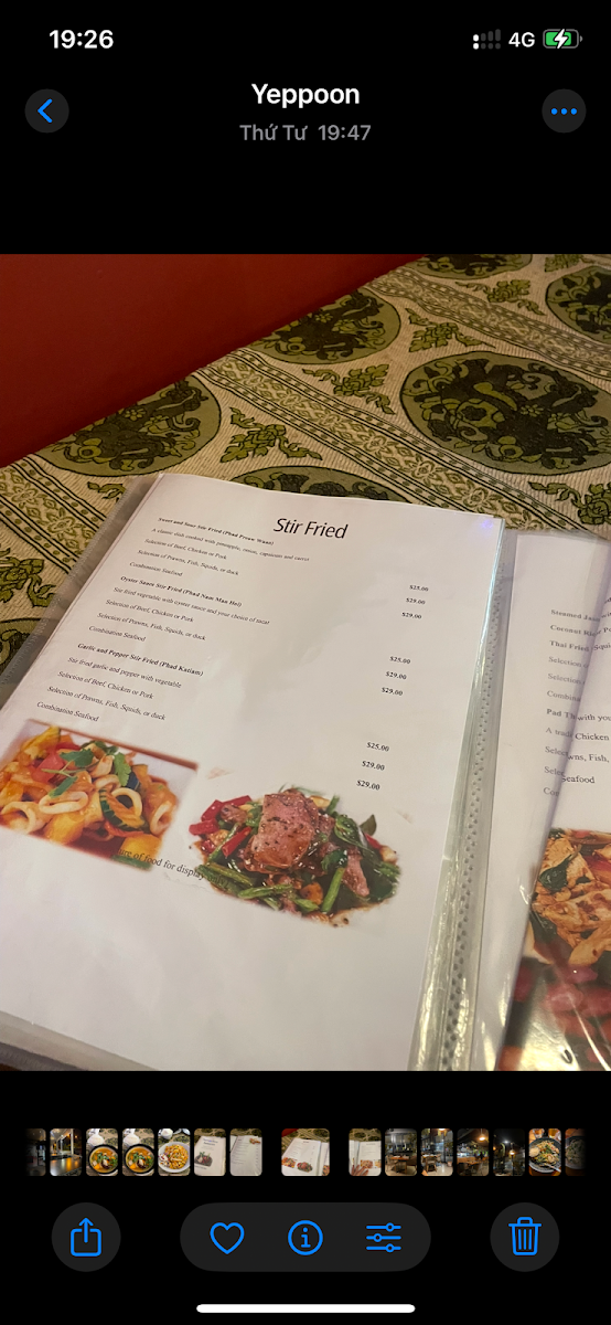 Menu, Thai Takeaway