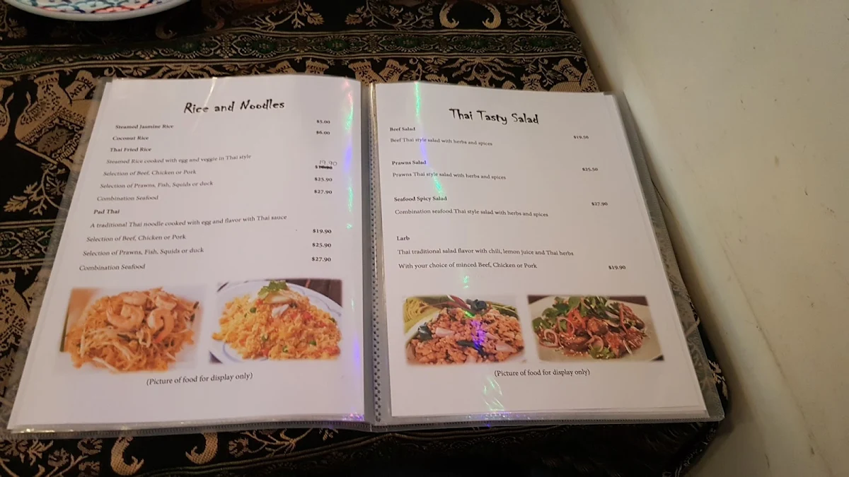 Menu, Thai Takeaway