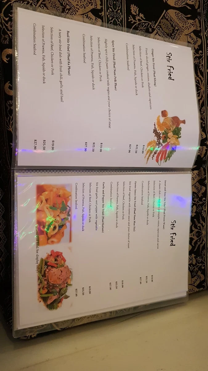 Menu, Thai Takeaway