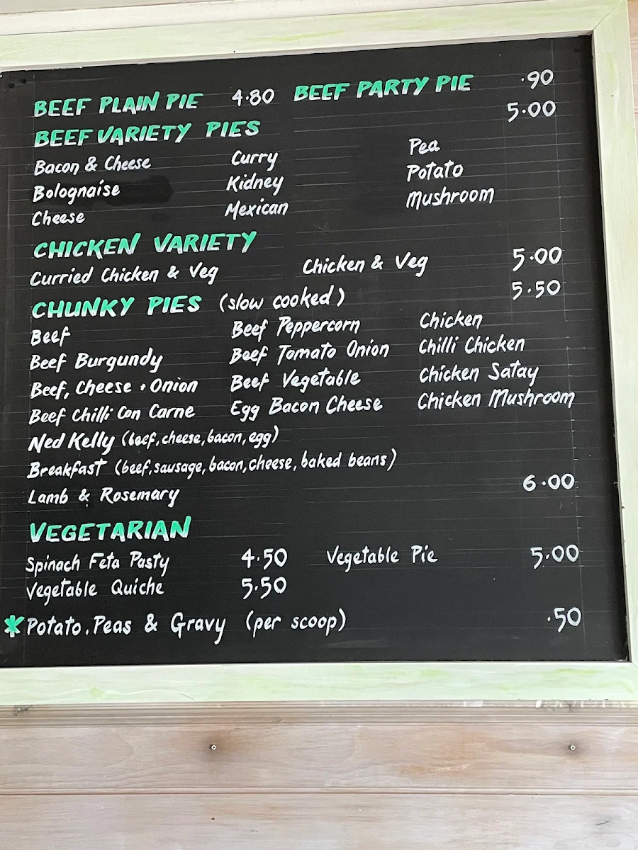 Menu, The House of Pie