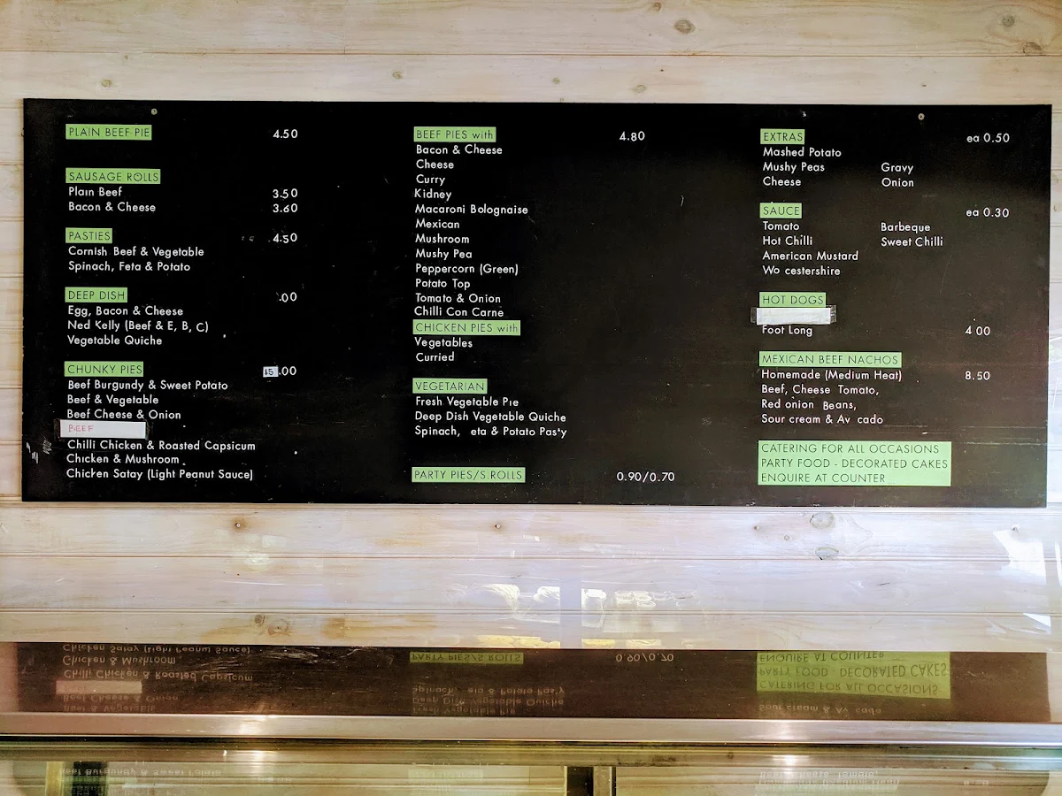 Menu, The House of Pie