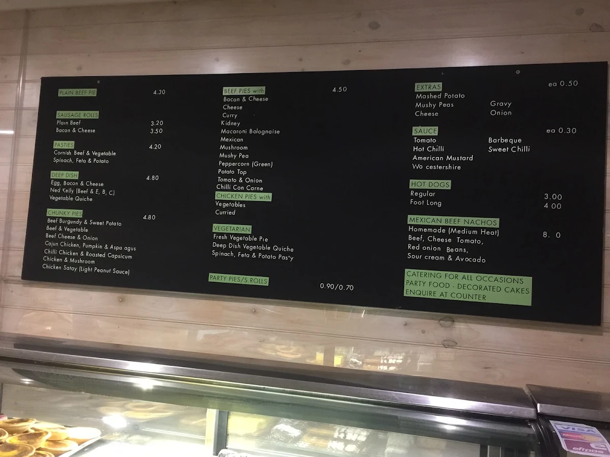 Menu, The House of Pie