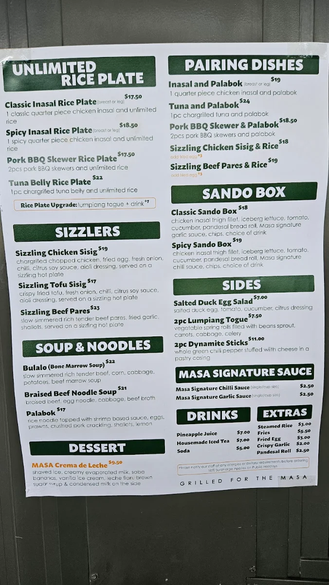 Menu, Masa by Sir Manong