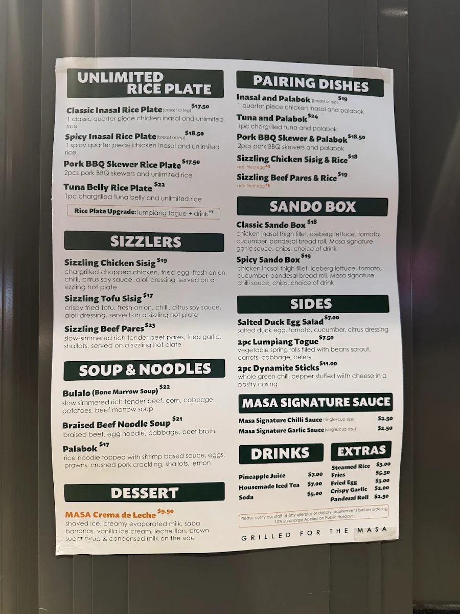 Menu, Masa by Sir Manong