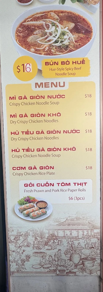 Menu, Pho An Nam Sydney