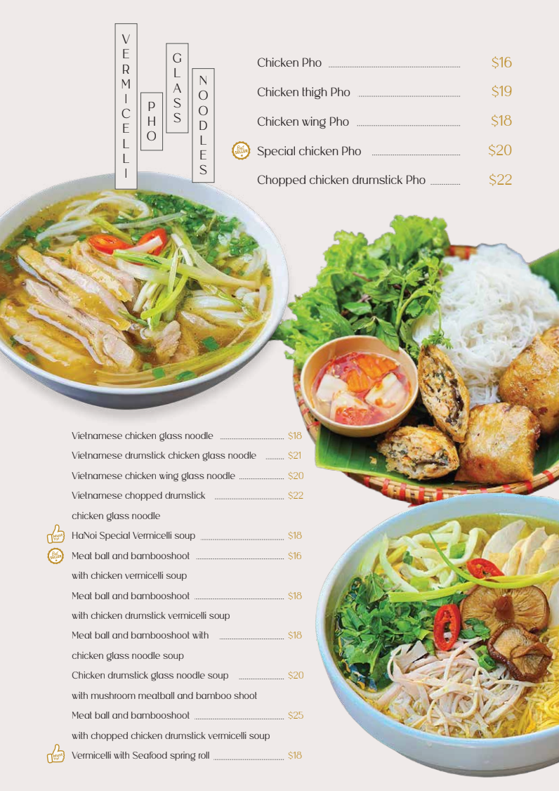 Menu, Cơm Ga Ba Nga Hoi An Bankstown