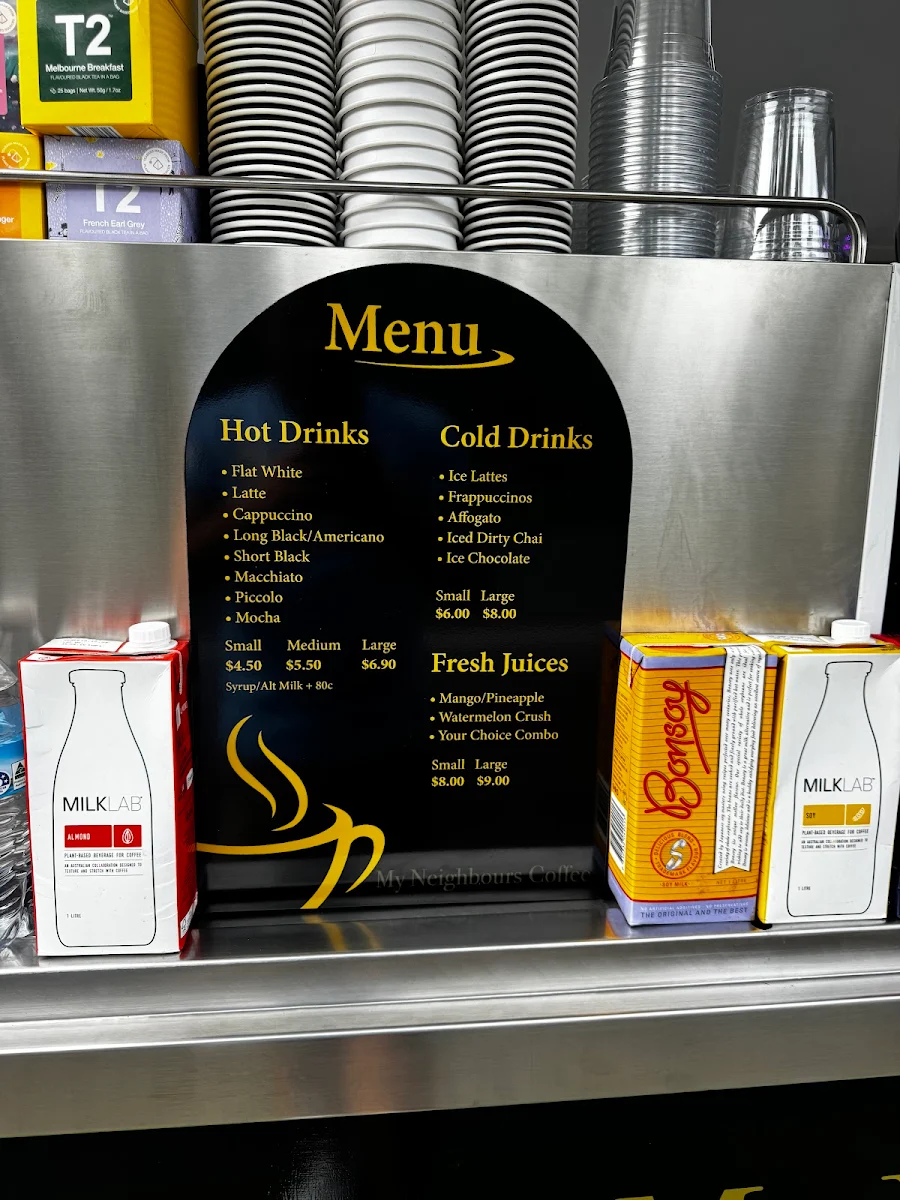 Menu, My Neighbours Coffee