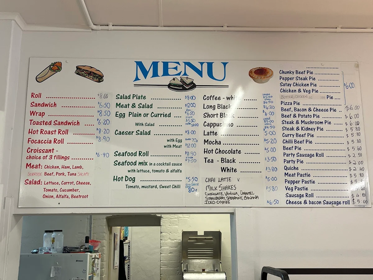 Menu, Dongara Bakery