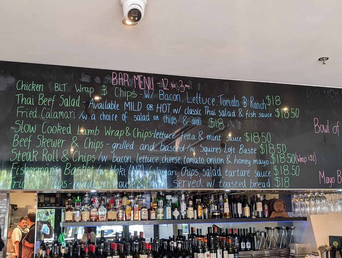 Menu, Squires Loft Nunawading