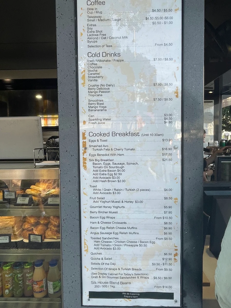 Menu, Silk Caffe