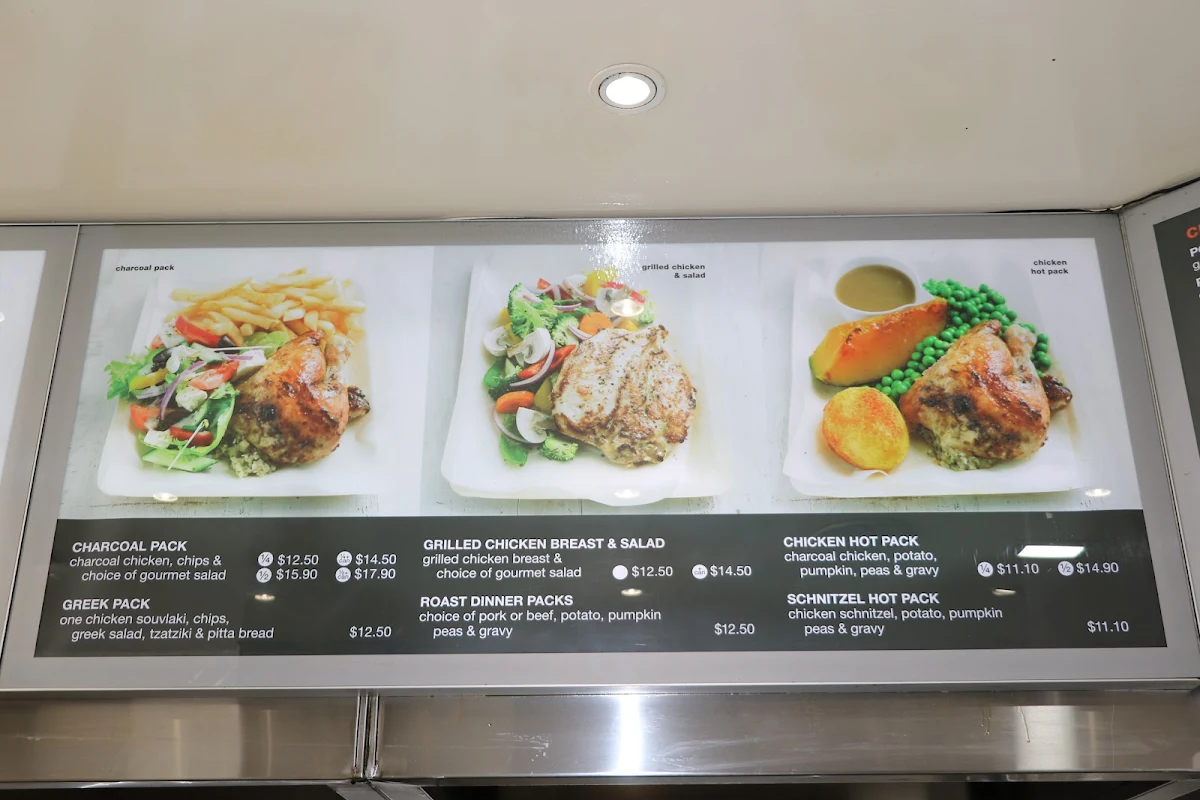 Menu, Mascot Charcoal Chickens