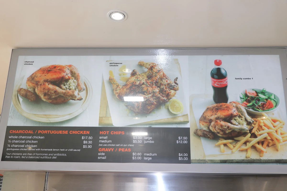 Menu, Mascot Charcoal Chickens