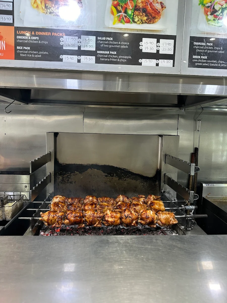 Menu, Mascot Charcoal Chickens