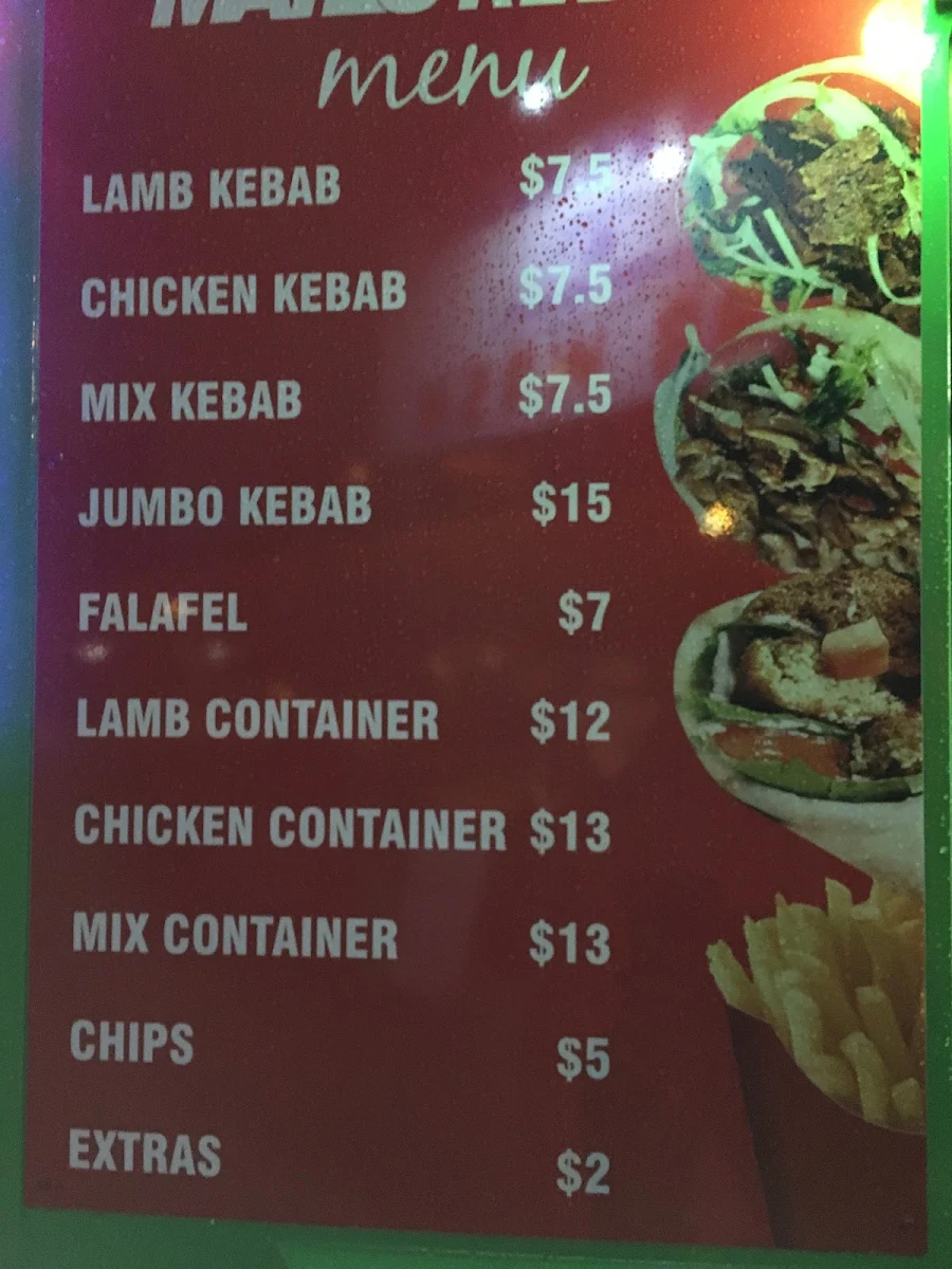 Menu, Mates Kebab