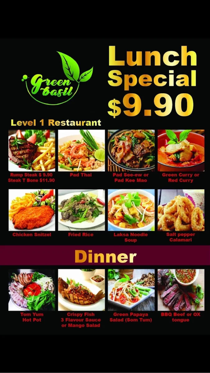 Menu, Green basil