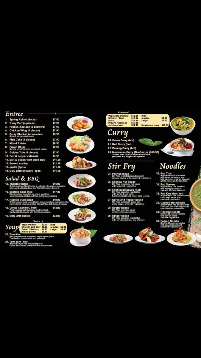 Menu, Green basil