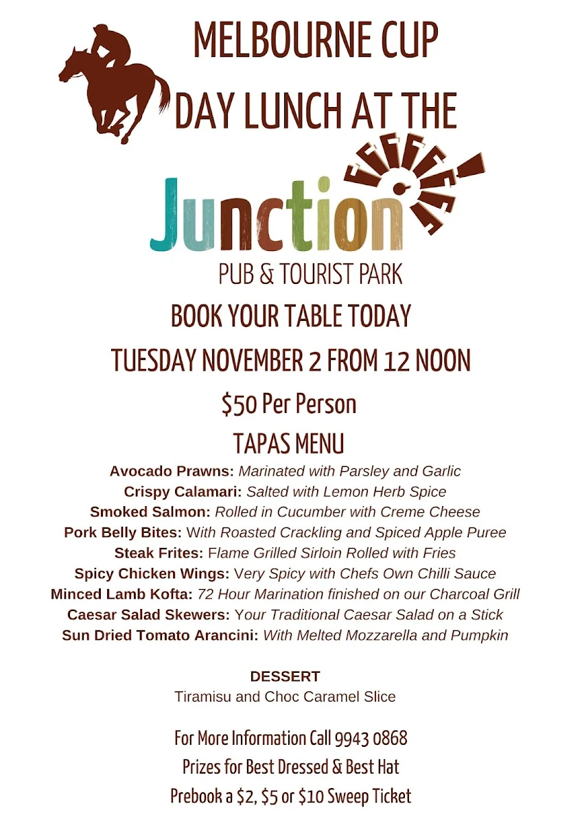 Menu, The Junction Pub & Tourist Park