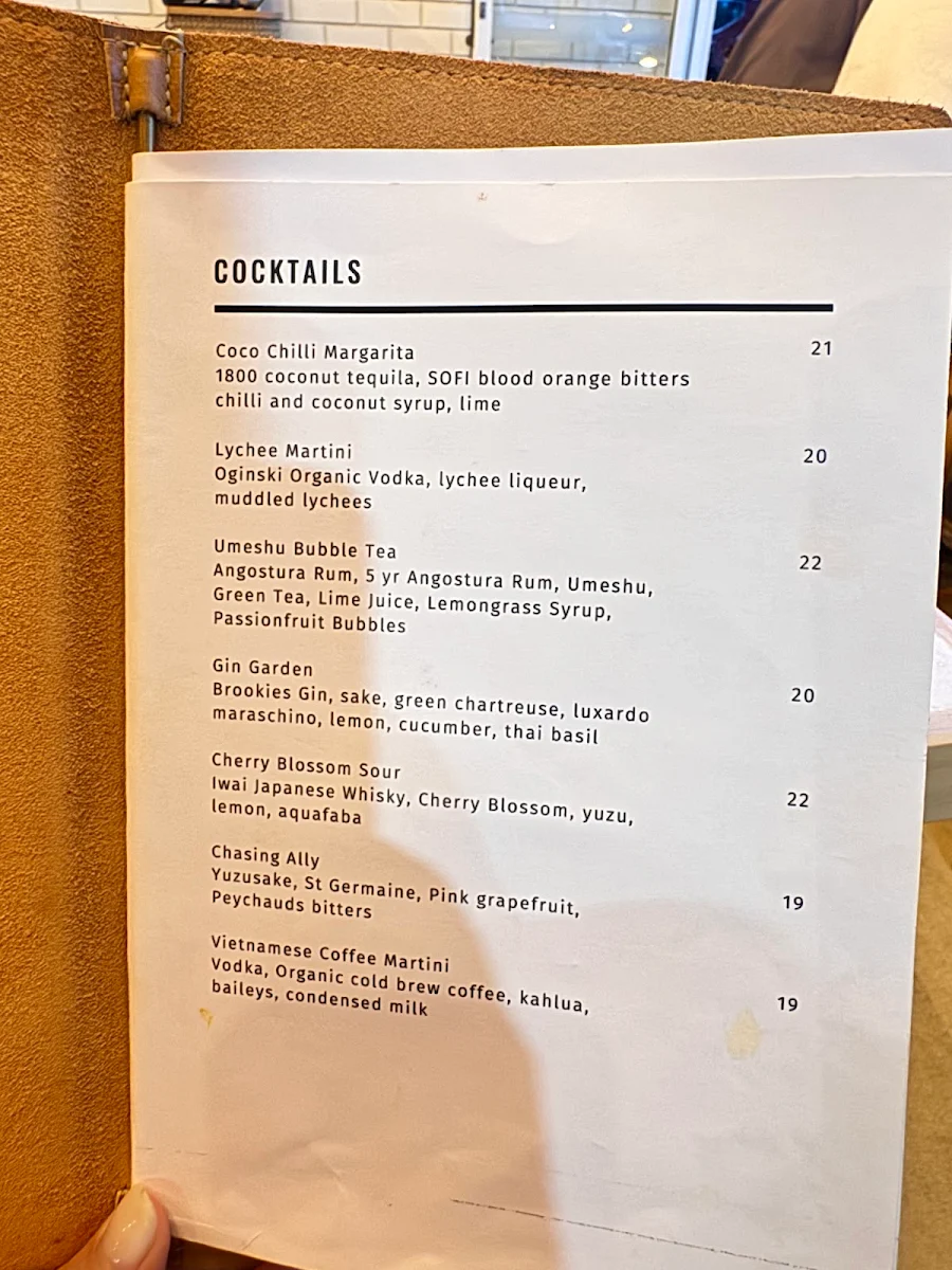 Menu, Billy Chow