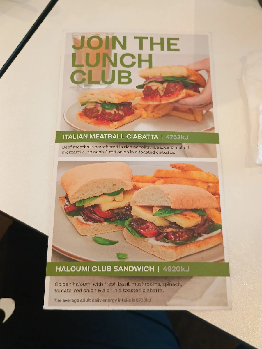 Menu, The Coffee Club Café
