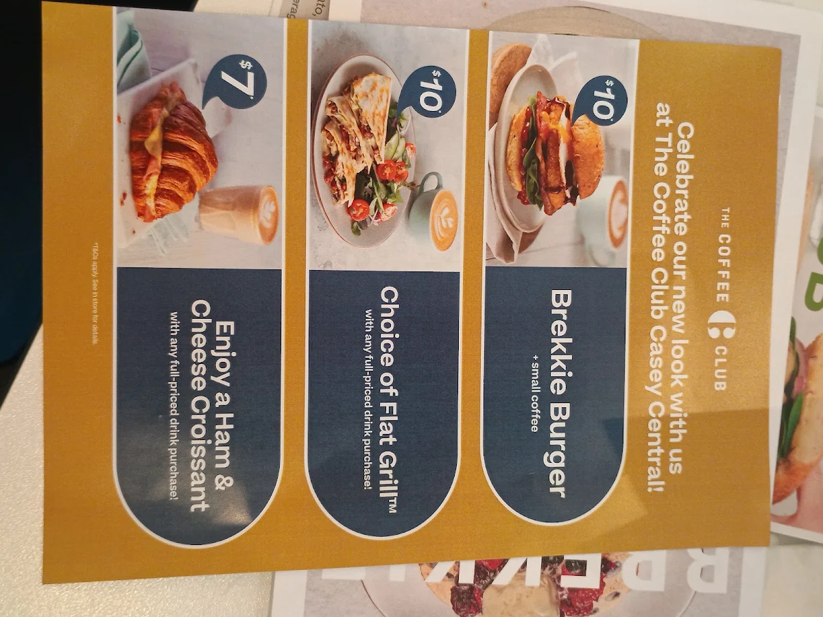 Menu, The Coffee Club Café