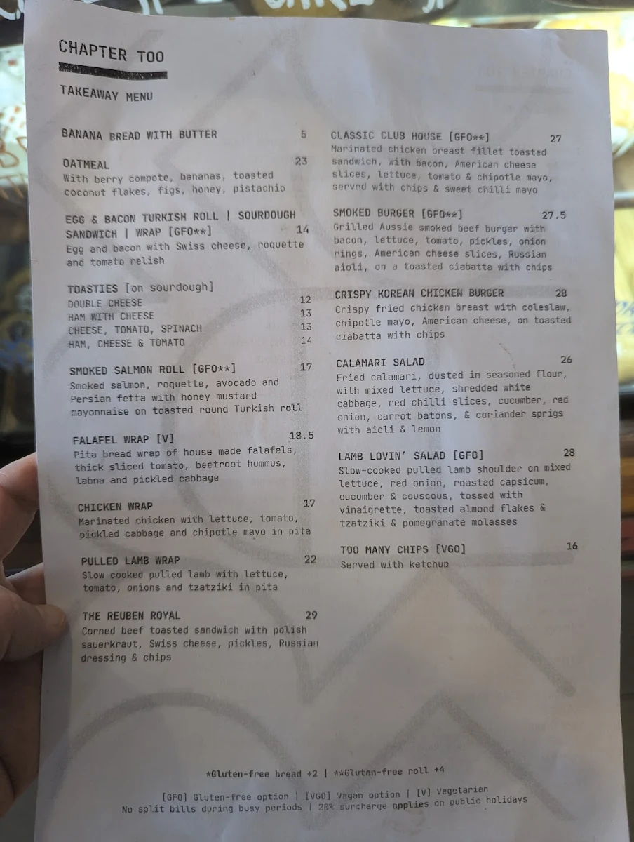 Menu, Chapter Too