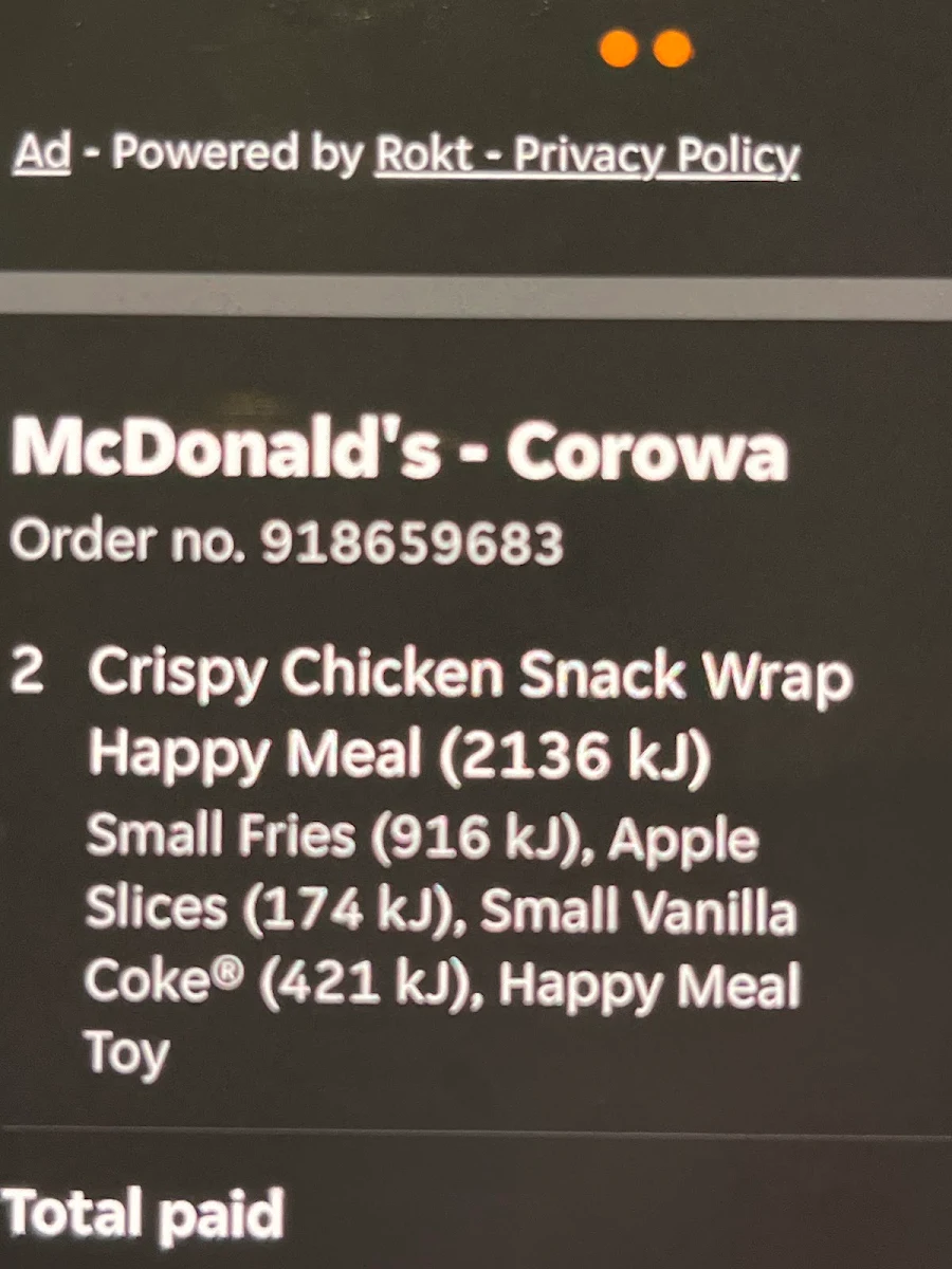 Menu, McDonald's Corowa