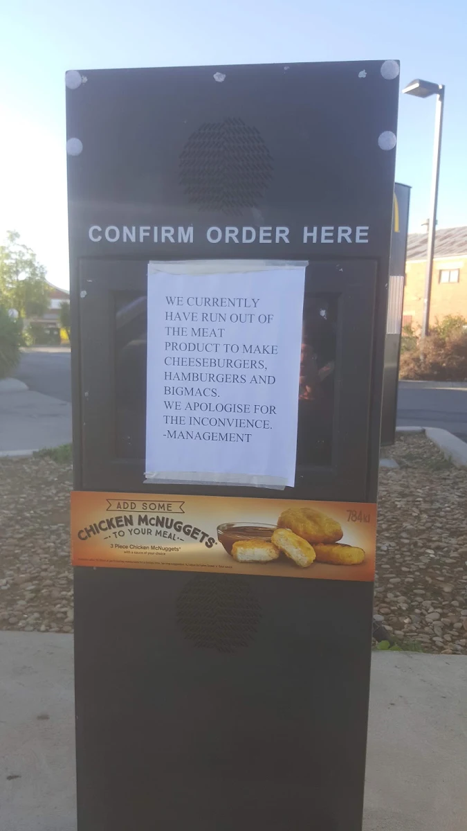 Menu, McDonald's Corowa