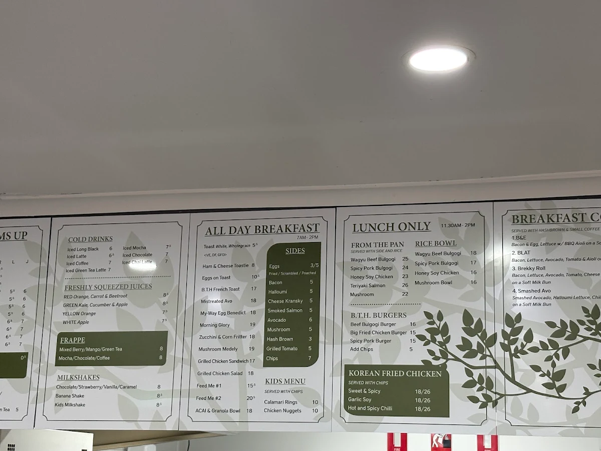 Menu, Big Tree House Cafe