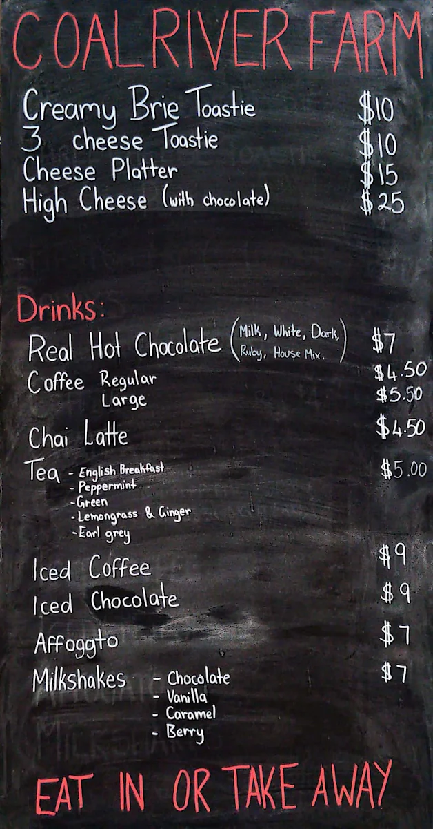 Menu, Coal River Farm