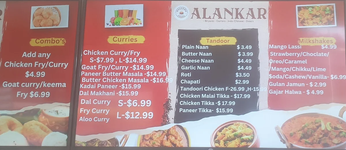 Menu, Alankar