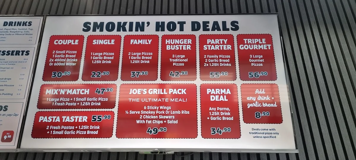 Menu, Smokin Joe's Pizza & Grill - Truganina