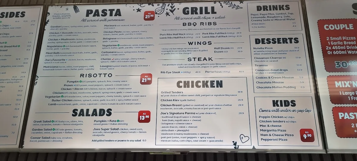 Menu, Smokin Joe's Pizza & Grill - Truganina