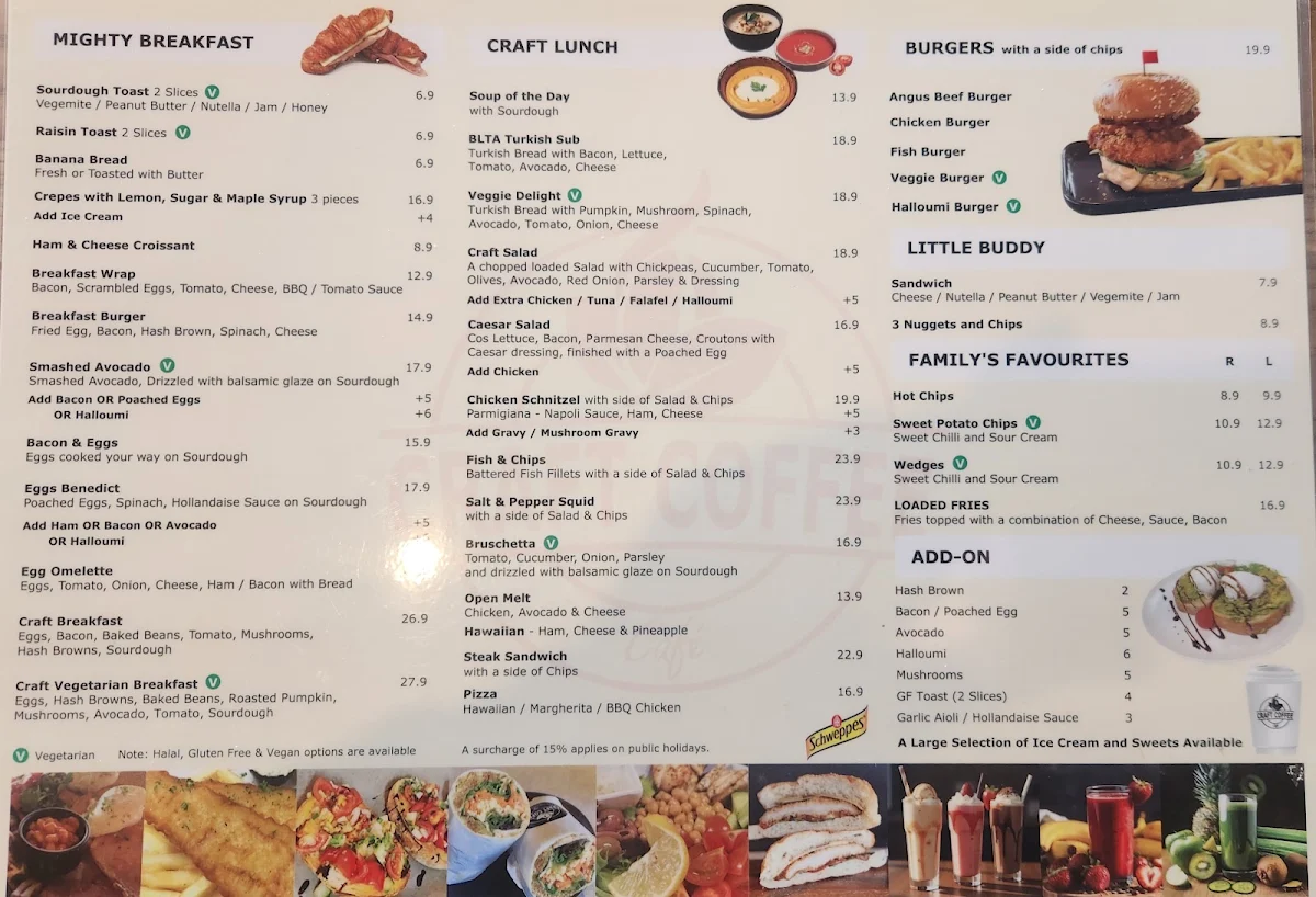Menu, Craft Coffee Cafe
