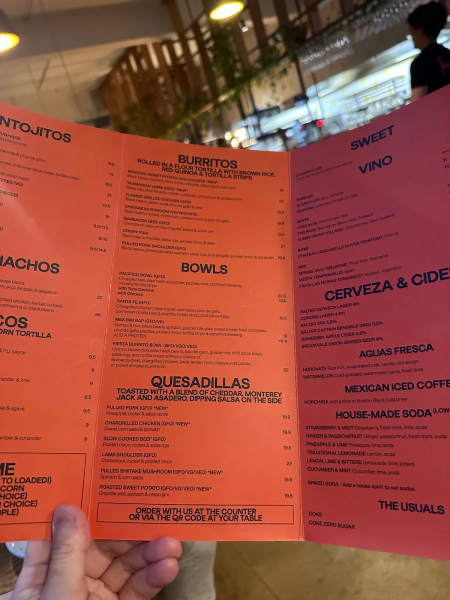 Menu, Fonda Mexican